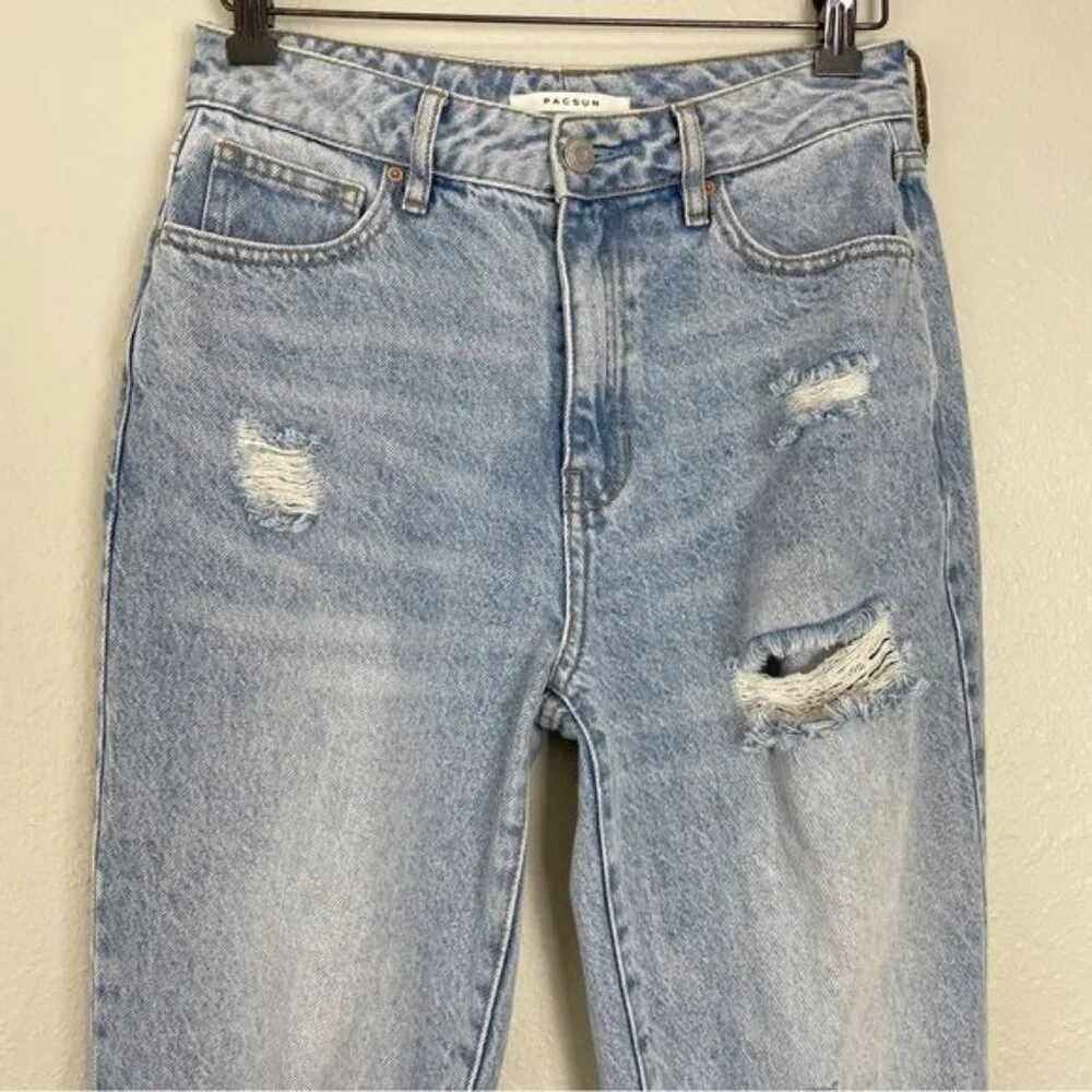 Pacsun distressed mom jeans high rise eco light blue 26 - Picture 4 of 11